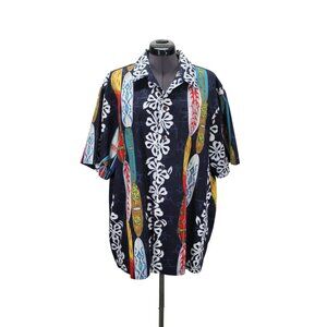 RJC Men’s Size 2XL Hawaiian Shirt Surfboard Paddle Print Button Front